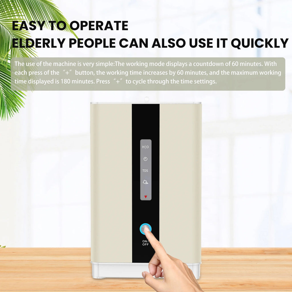 Hydrogen Water H2 Inhalation Machine with 150Ml/Min 99.99% High Purity H2 Low Noise Hydrogen Water Generator Ionizer SPE/PEM