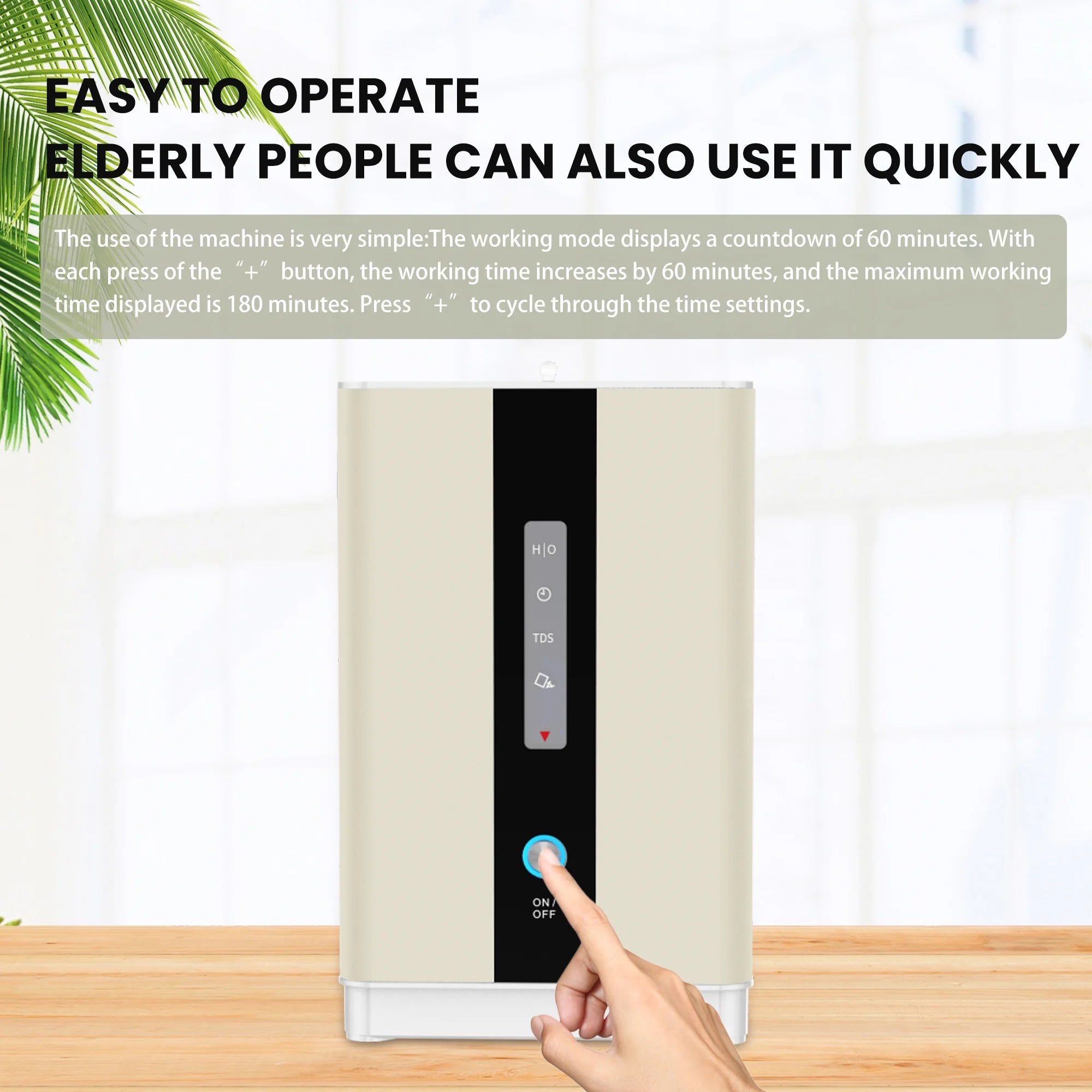 Hydrogen Water H2 Inhalation Machine with 150Ml/Min 99.99% High Purity H2 Low Noise Hydrogen Water Generator Ionizer SPE/PEM