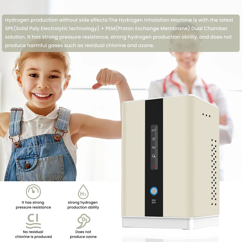 Hydrogen Water H2 Inhalation Machine with 150Ml/Min 99.99% High Purity H2 Low Noise Hydrogen Water Generator Ionizer SPE/PEM