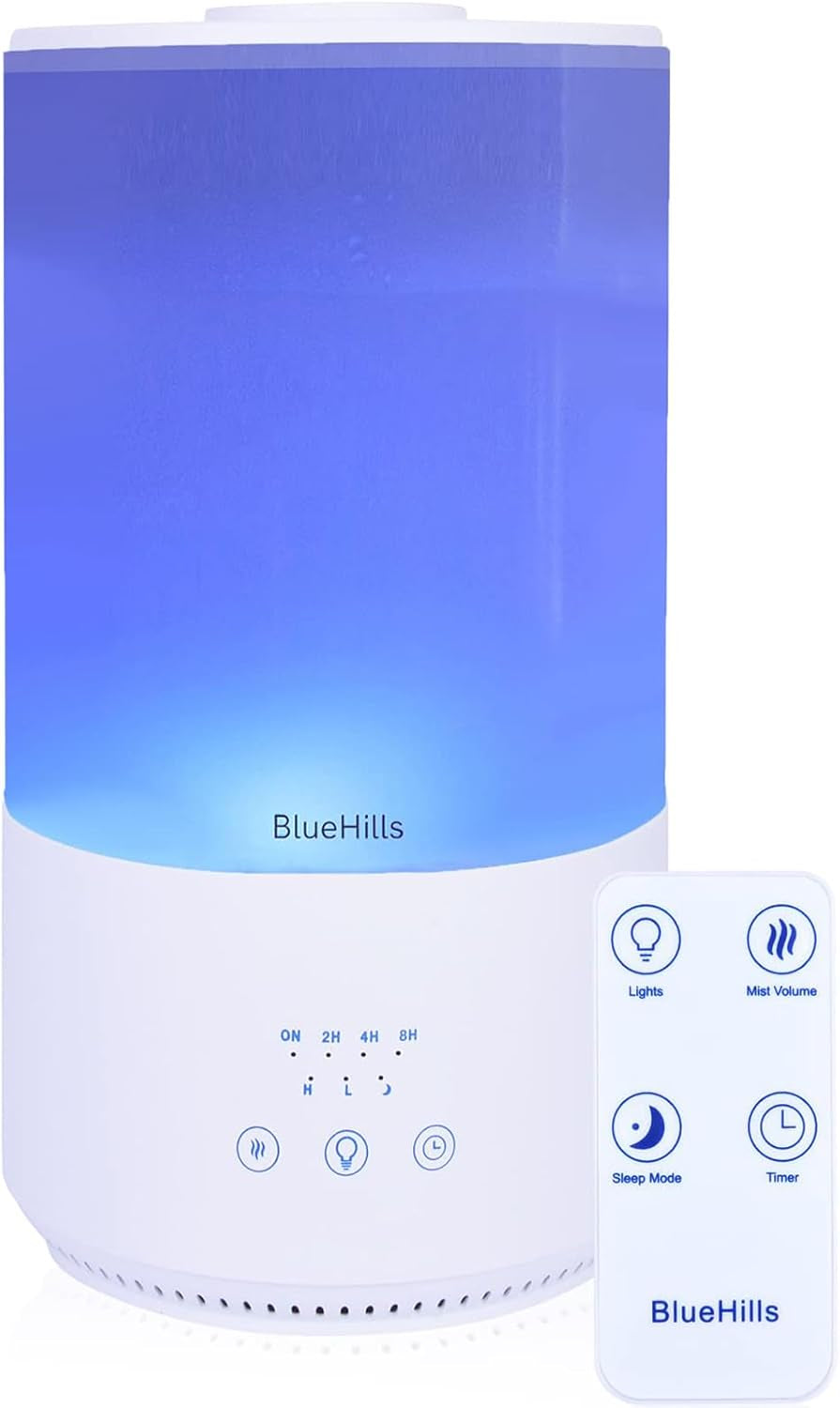 Premium 4000 Ml Tall Essential Oil Diffuser 4L 4 Liter 50 Hour Run with Remote Timer Aroma Humidifier 1 Gallon Big Capacity High Mist Output for Large Room Huge Size Mood Lights White T401