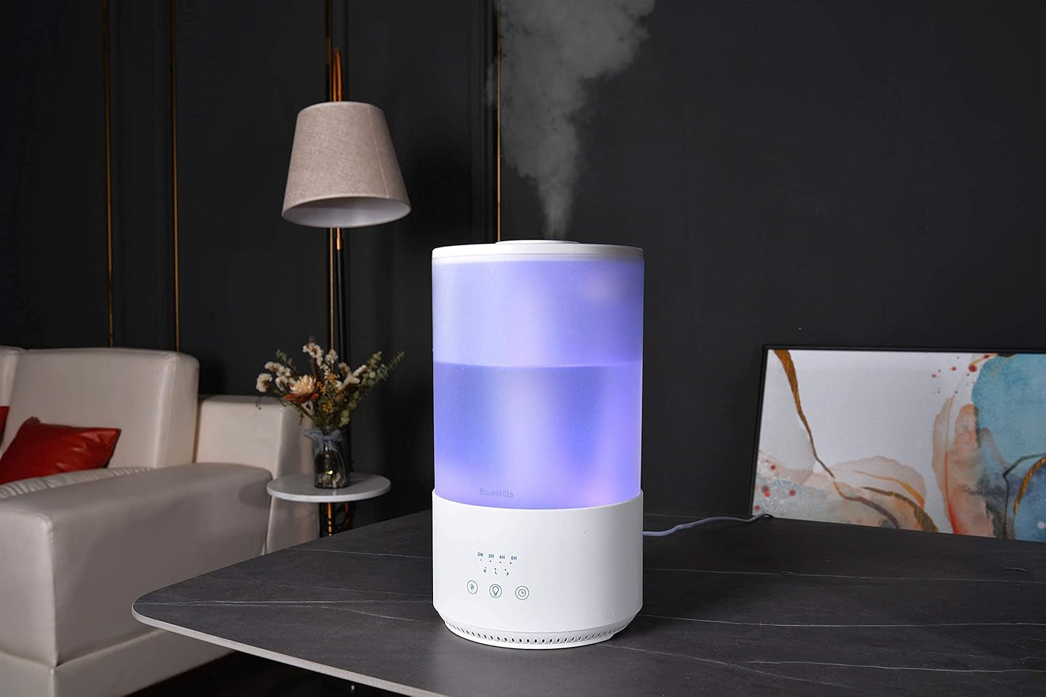 Premium 4000 Ml Tall Essential Oil Diffuser 4L 4 Liter 50 Hour Run with Remote Timer Aroma Humidifier 1 Gallon Big Capacity High Mist Output for Large Room Huge Size Mood Lights White T401
